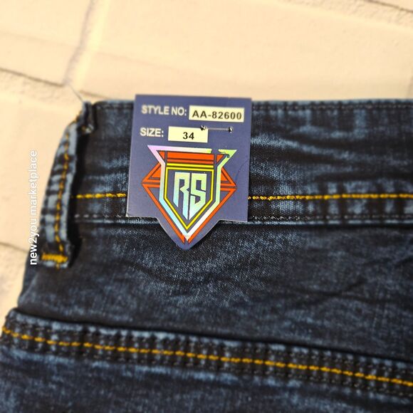 Men's Royal Spirit Denim Blue Jeans Size 34 shoestring waistband New - Picture 6 of 16